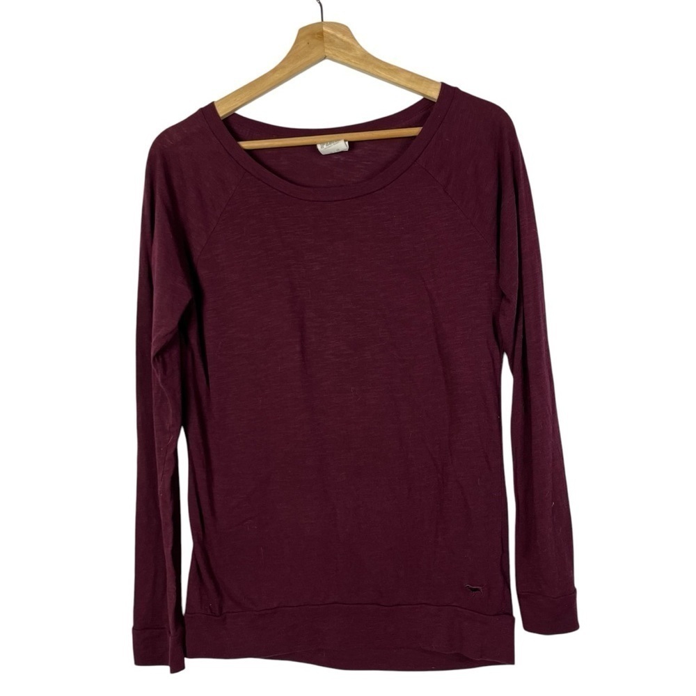 PINK Victoria's Secret Burgundy Red Wide Neck Long Sleeve T-Shirt XS